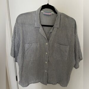 Vintage Cotton Striped Button Down Shirt